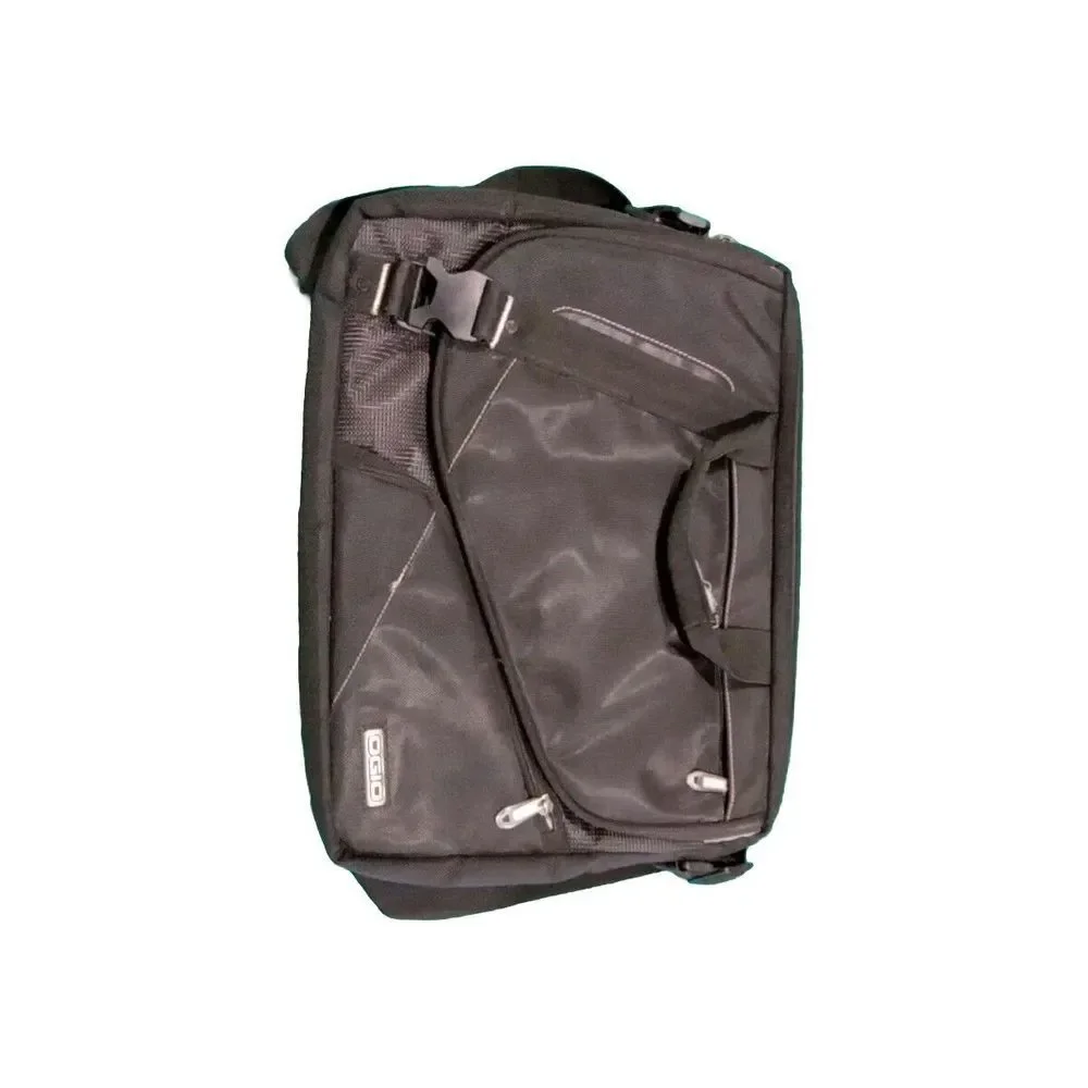 OGIO Messenger Laptop Shoulder Travel Bag Black Nylon Zippered Check Point